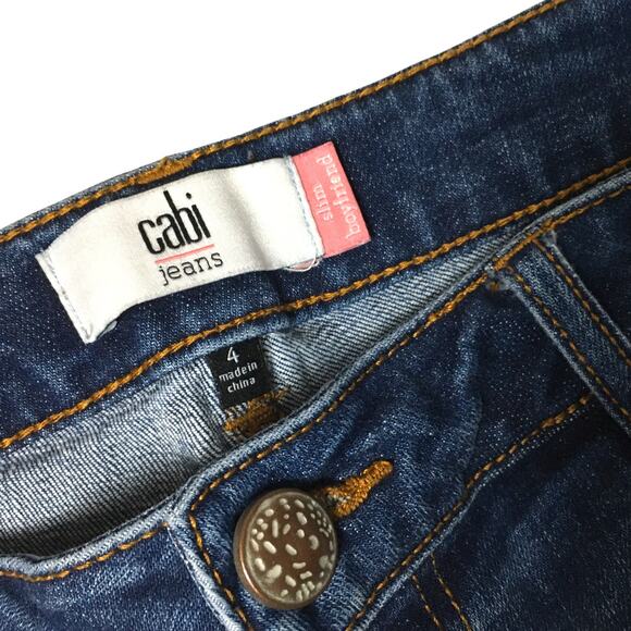 Cabi Jeans Slim Boyfriend Patchwork Sz 4 Blue Stretch Denim‎ Fading Y2K Vibes - Picture 2 of 13